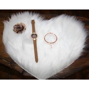 Women's Starry Sky Quartz Watch Bracelet Set Rose Gold Rhinestones Buckle Band